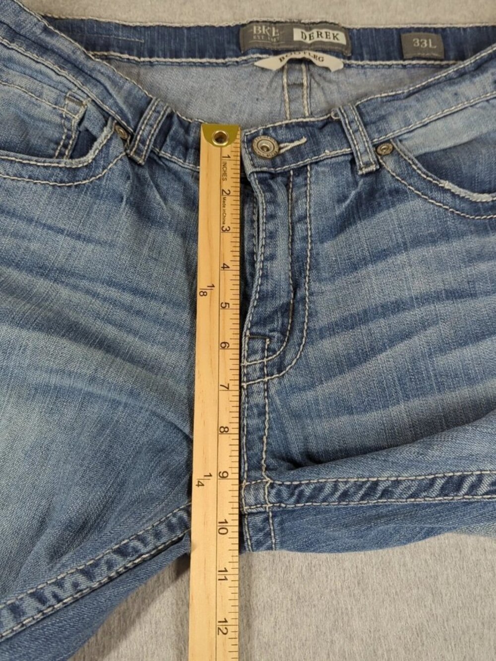 BKE Derek Jeans Mens 33L (Fit 36x33) Bootleg Stretch Denim Whiskers Cowboy Rodeo - Picture 5 of 8